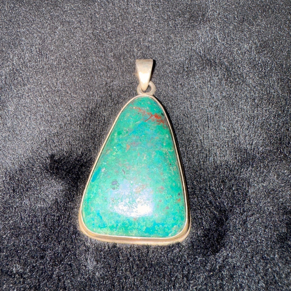 Sterling Silver Turquoise Green Teardrop Pendant Necklace